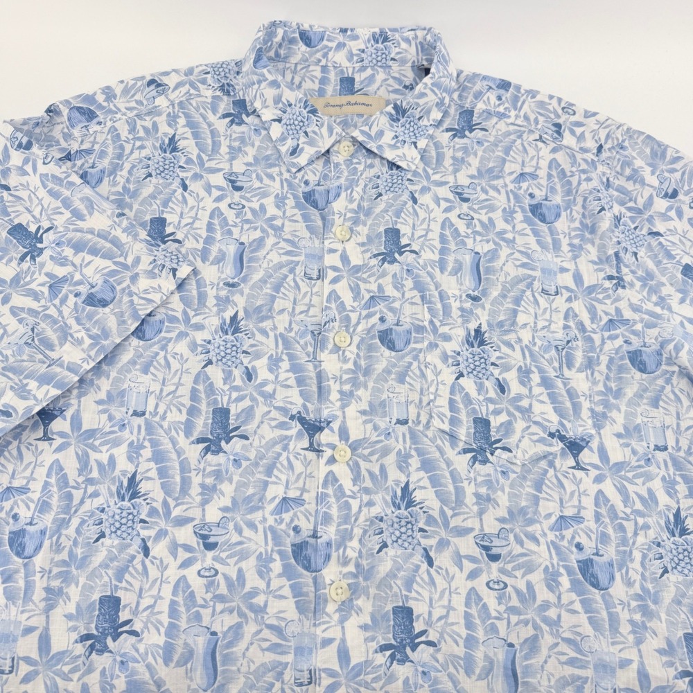 Tommy Bahama Short Sleeve Button Down Shirt Men XL Tropical Cocktail Tiki Print